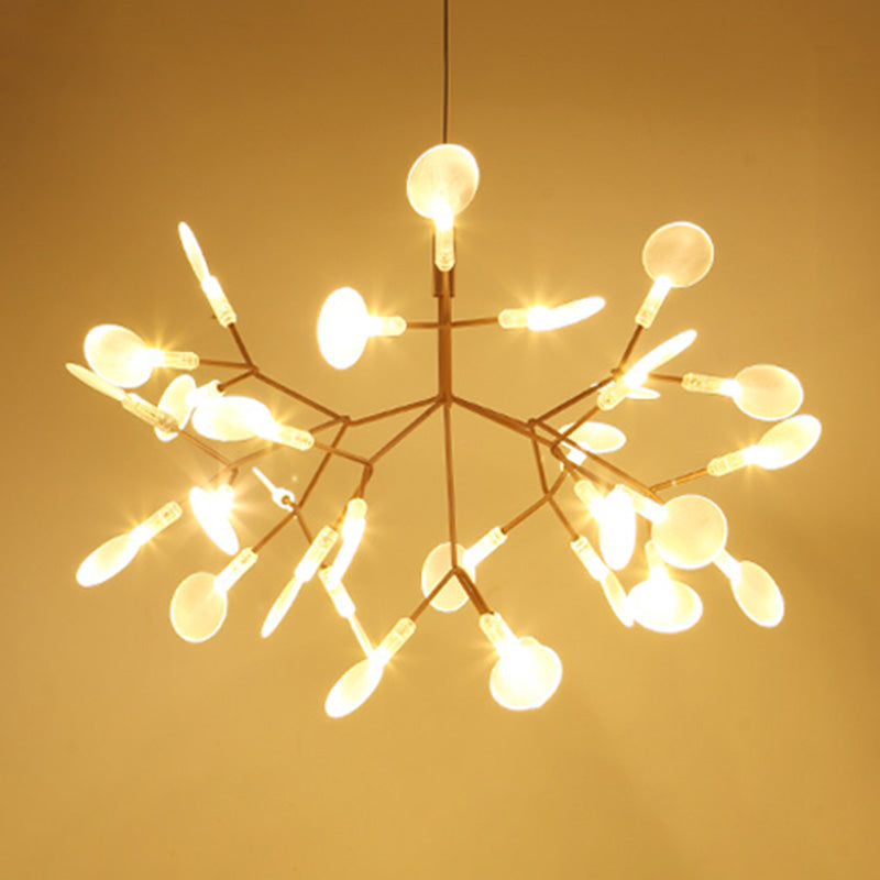 Rose Gold Sputnik Pendant Light in Modern Creative Style Wrought Iron Firefly LED Ceiling Light with Acrylic Shade