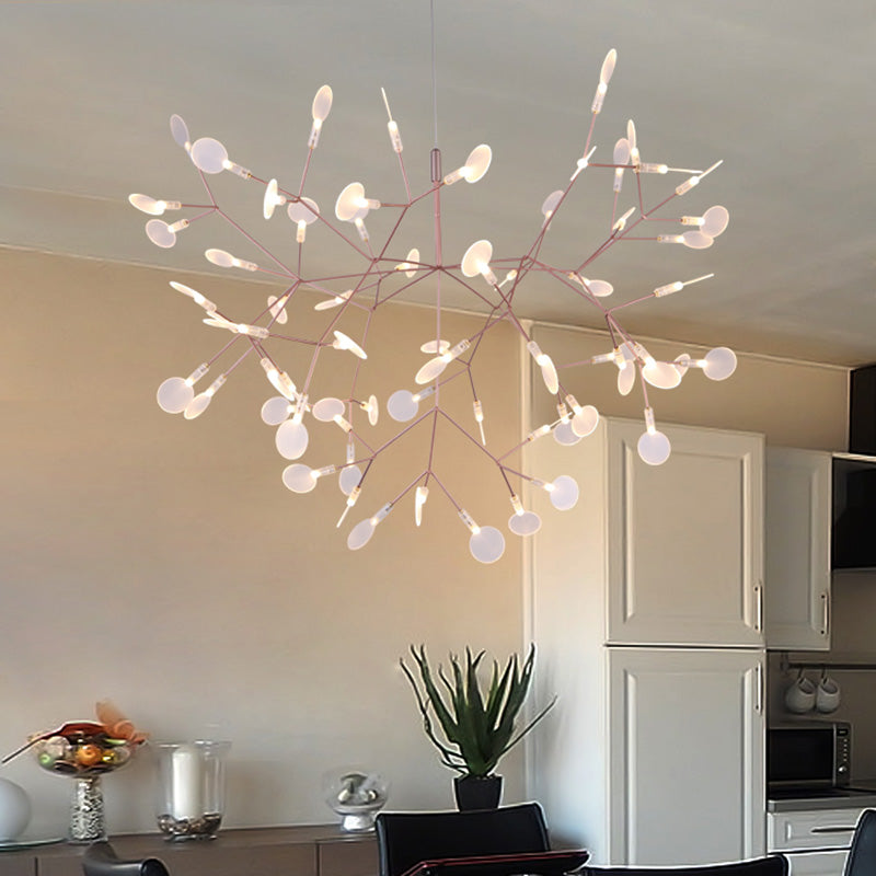 Rose Gold Sputnik Pendant Light in Modern Creative Style Wrought Iron Firefly LED Ceiling Light with Acrylic Shade
