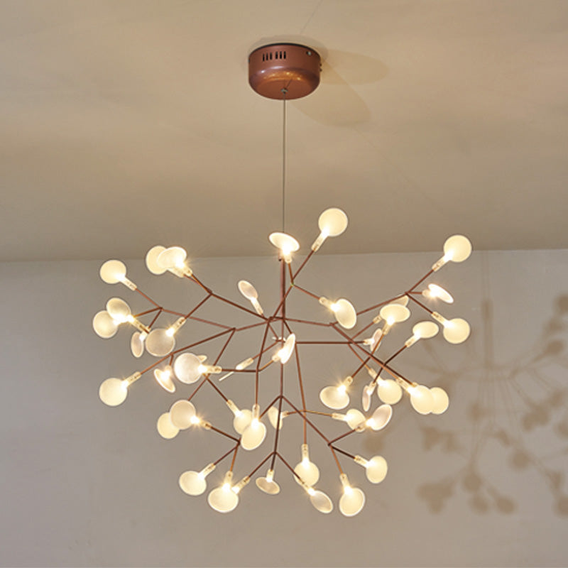 Rose Gold Sputnik Pendant Light in Modern Creative Style Wrought Iron Firefly LED Ceiling Light with Acrylic Shade