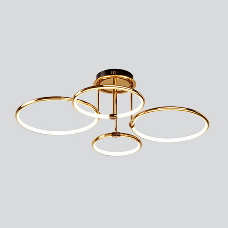 Circle-Shaped Living Room Hanging Chandelier Metal LED Modern Chandelier Light Fixture in Gold