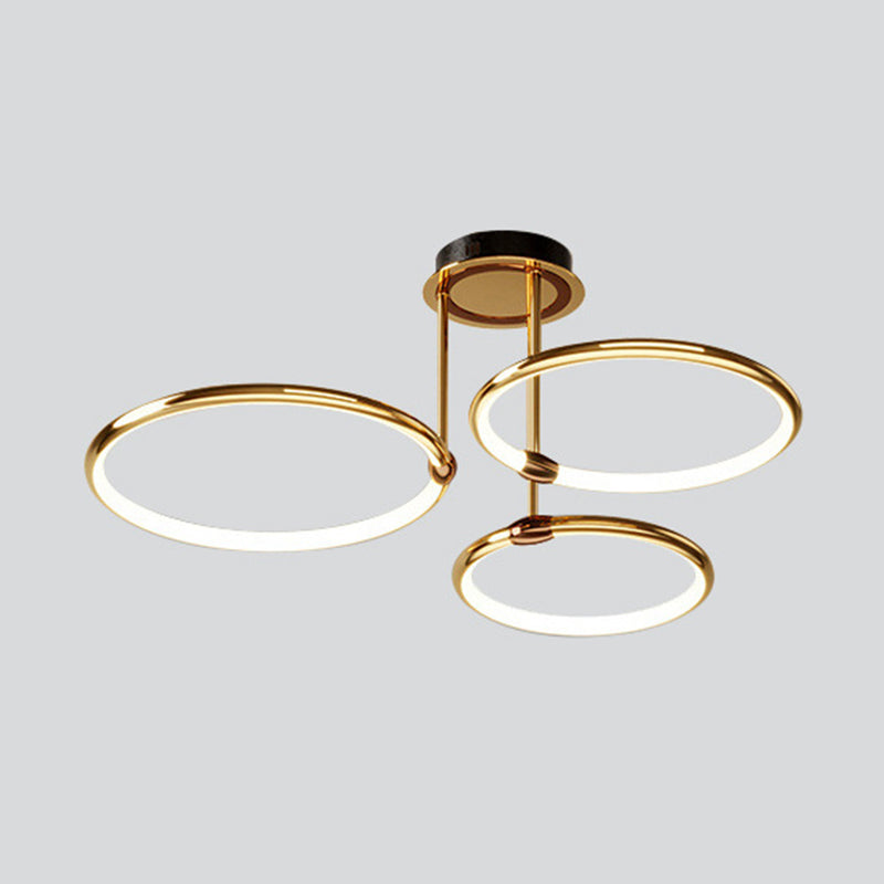 Circle-Shaped Living Room Hanging Chandelier Metal LED Modern Chandelier Light Fixture in Gold