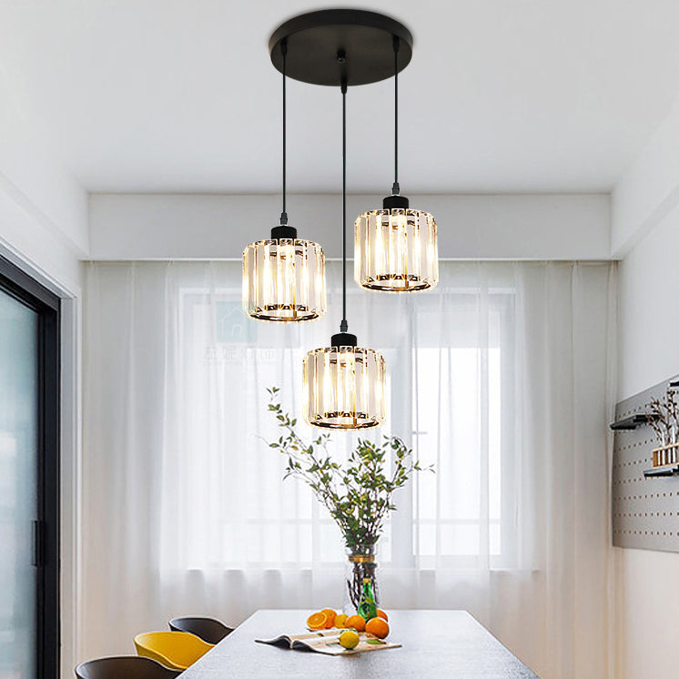 Modern Minimalist in stile Minimalista Drum Impiccing Luci a sospensione Crystal Clessing Sofril Light for Dining Room