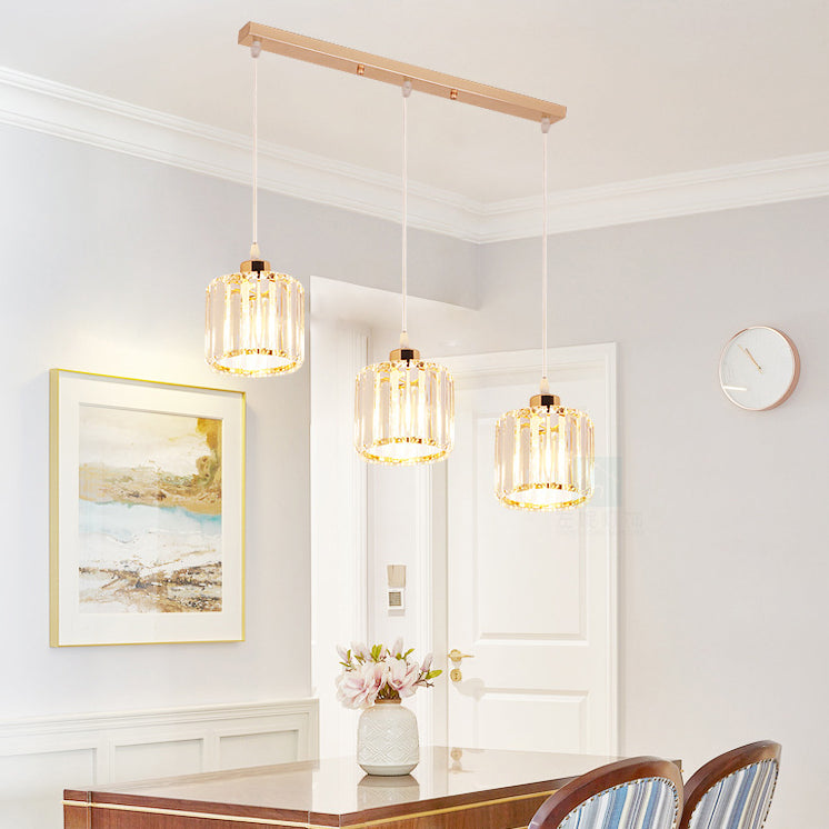 Modern Minimalist in stile Minimalista Drum Impiccing Luci a sospensione Crystal Clessing Sofril Light for Dining Room