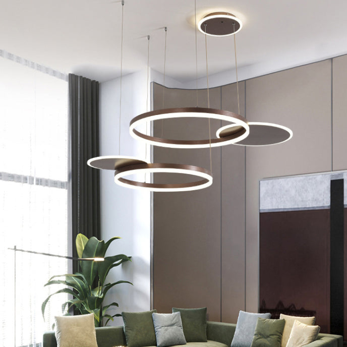 Circles Hanging Pendant Light Minimalistic Living Room LED Chandelier Pendant Light
