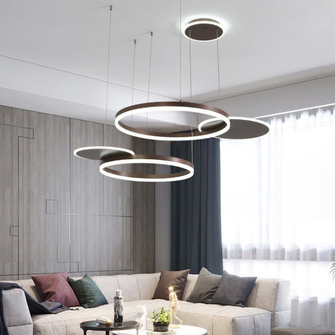 Circles Hanging Pendant Light Minimalistic Living Room LED Chandelier Pendant Light