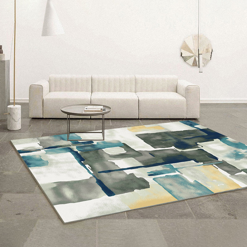 Abstract Ink Painting Rug Polyester Indoor Rug Non-Slip Backing Carpet for Living Room