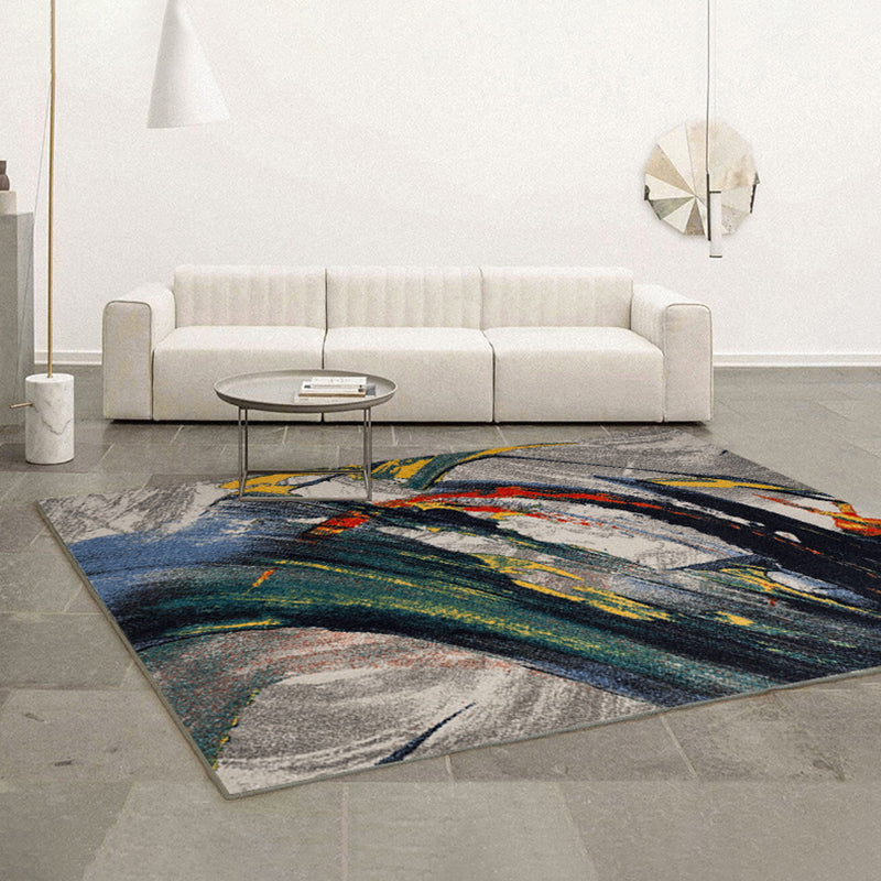 Abstract Ink Painting Rug Polyester Indoor Rug Non-Slip Backing Carpet for Living Room