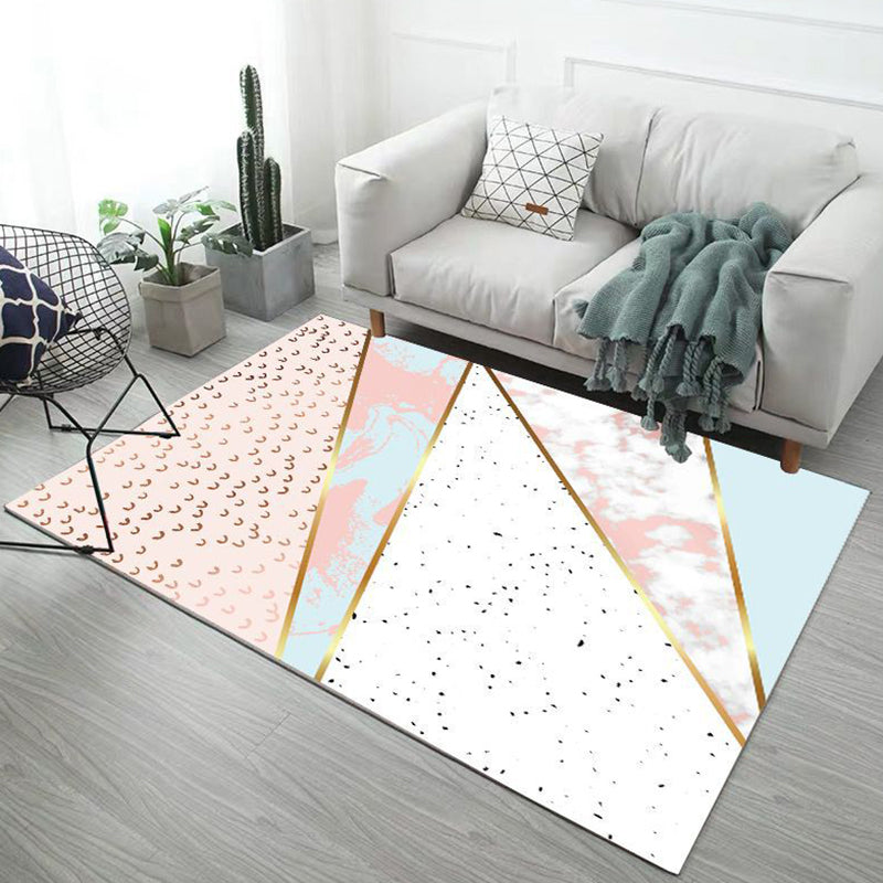 Contemporary Marble Print Rug Polyester Area Rug Washable Carpet for Living Room, Bedroom