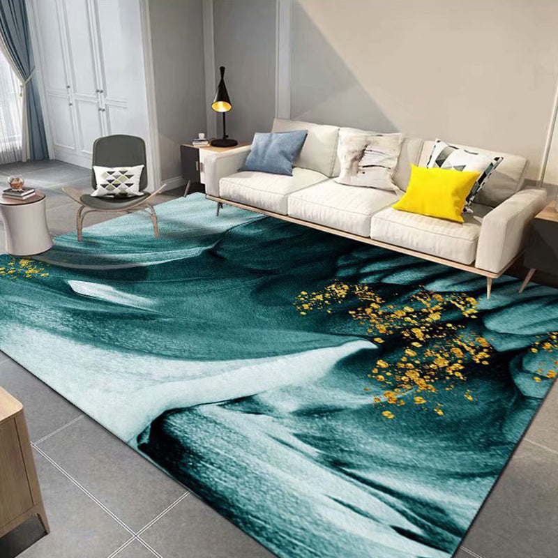 Modern Ink Painting Rug Polyester Area Carpet Stain Resistant Indoor Rug for Living Room