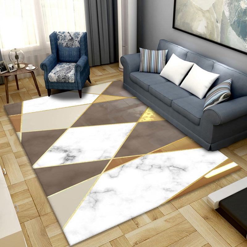 Abstract Marble Print Rug Polyester Area Carpet Non-Slip Backing Carpet for Living Room