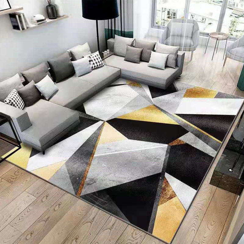 Modern Living Room Rug Abstract Printing Area Carpet Polyester Washable Indoor Rug