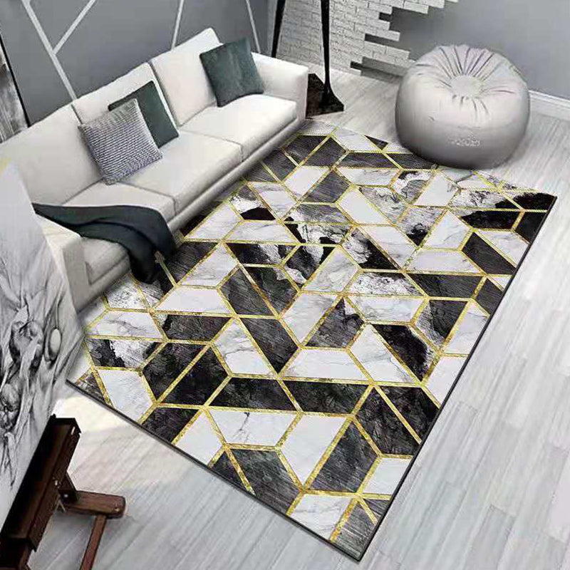 Modern Living Room Rug Abstract Printing Area Carpet Polyester Washable Indoor Rug