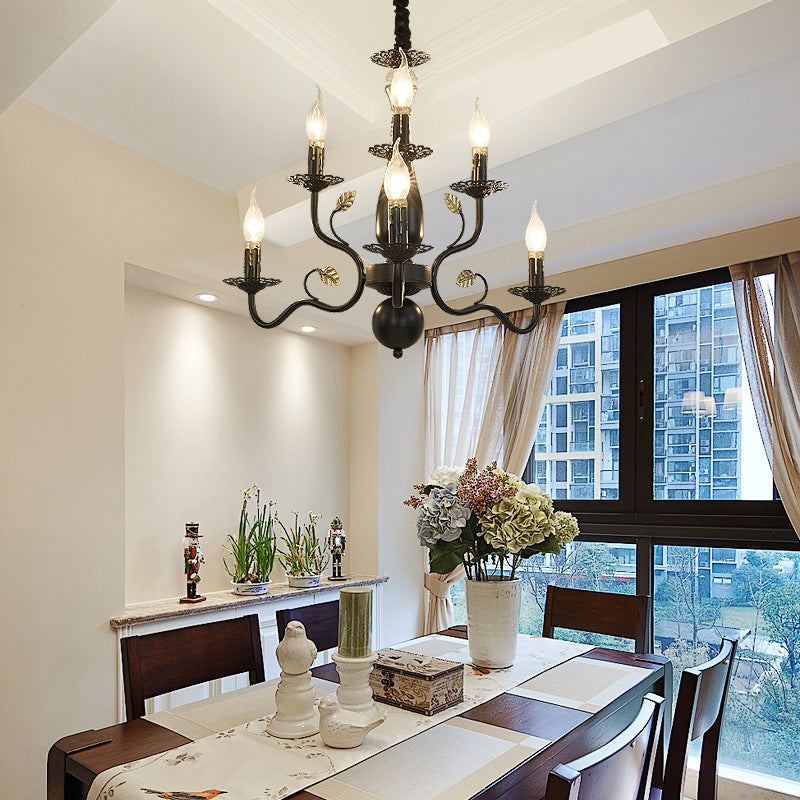 Curved Arm Metal Chandelier Light Fixtures Traditional Living Room Suspended Lighting Fixture