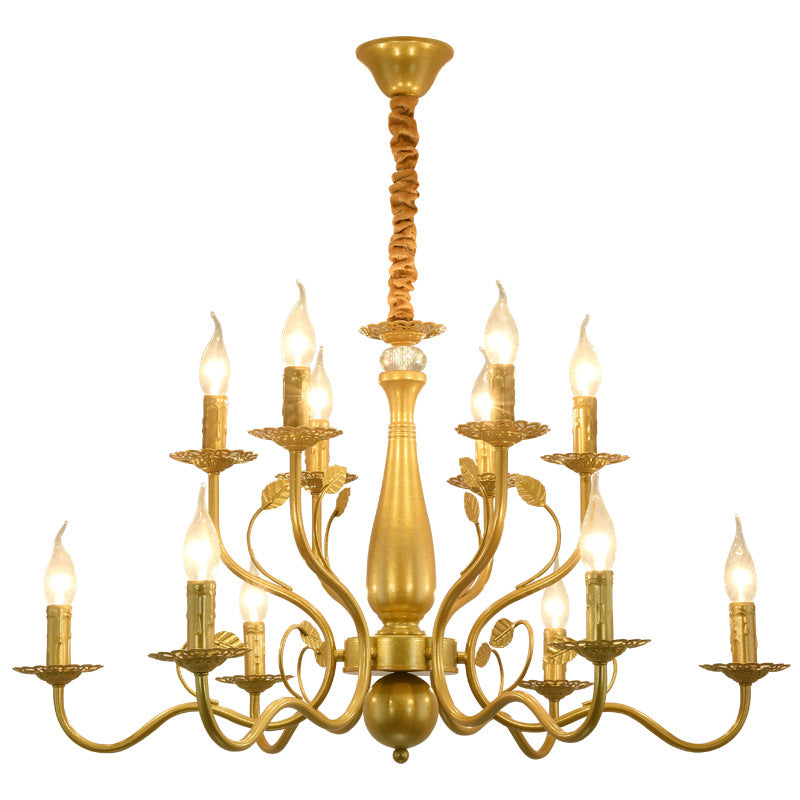 Lámparas de araña de metal de brazo curvado sala de estar tradicional accesorio de iluminación suspendida