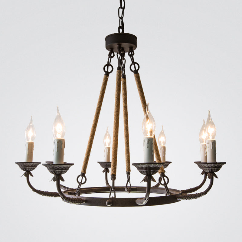 Lámpara de araña de velas lámpara de lámpara de metal industrial iluminación para restaurante