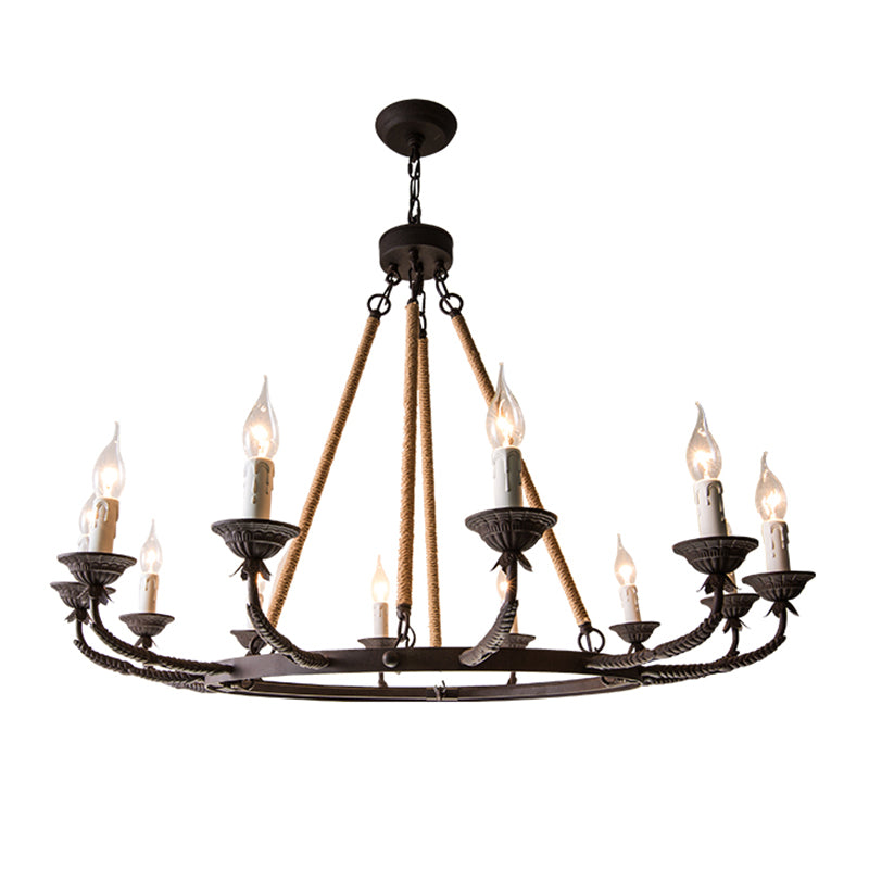 Lámpara de araña de velas lámpara de lámpara de metal industrial iluminación para restaurante