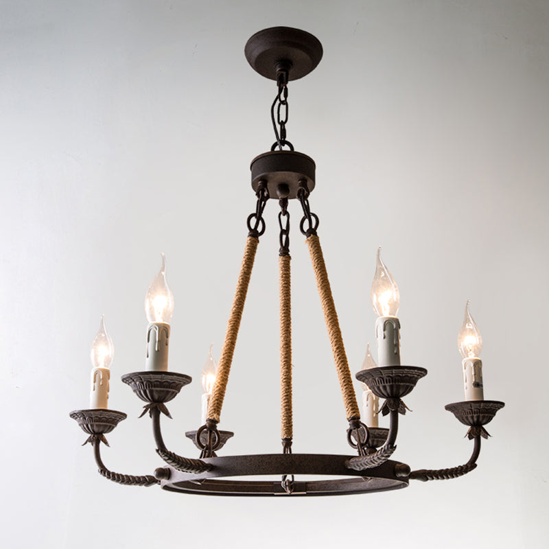 Lámpara de araña de velas lámpara de lámpara de metal industrial iluminación para restaurante