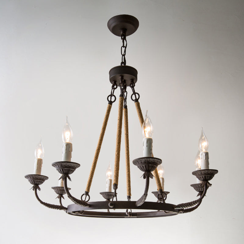 Lámpara de araña de velas lámpara de lámpara de metal industrial iluminación para restaurante