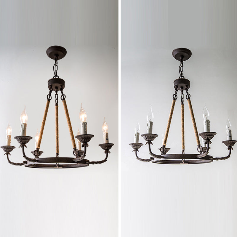 Lámpara de araña de velas lámpara de lámpara de metal industrial iluminación para restaurante