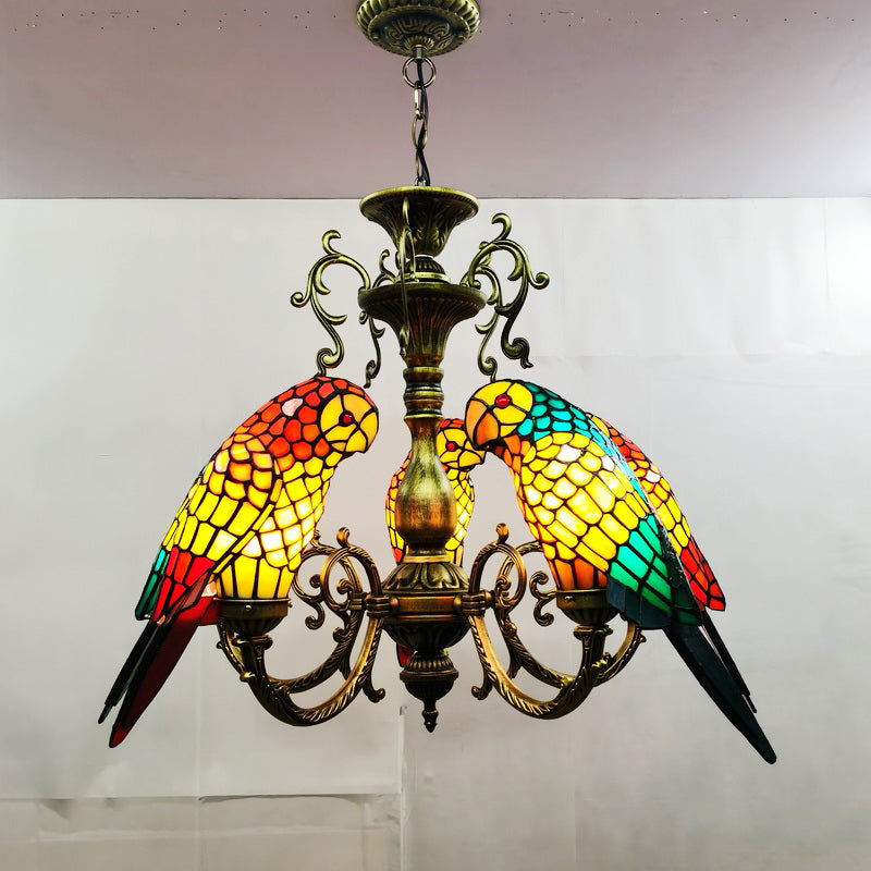 Tiffany Luxury Spoutnik Pendant Light Light Wroyd Fer Indor suspendu lampe avec une teinte en verre colorée