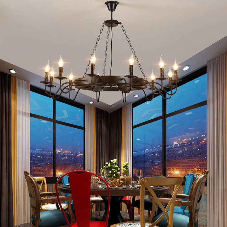Lámpara de araña de velas lámpara de lámpara de metal industrial iluminación para restaurante