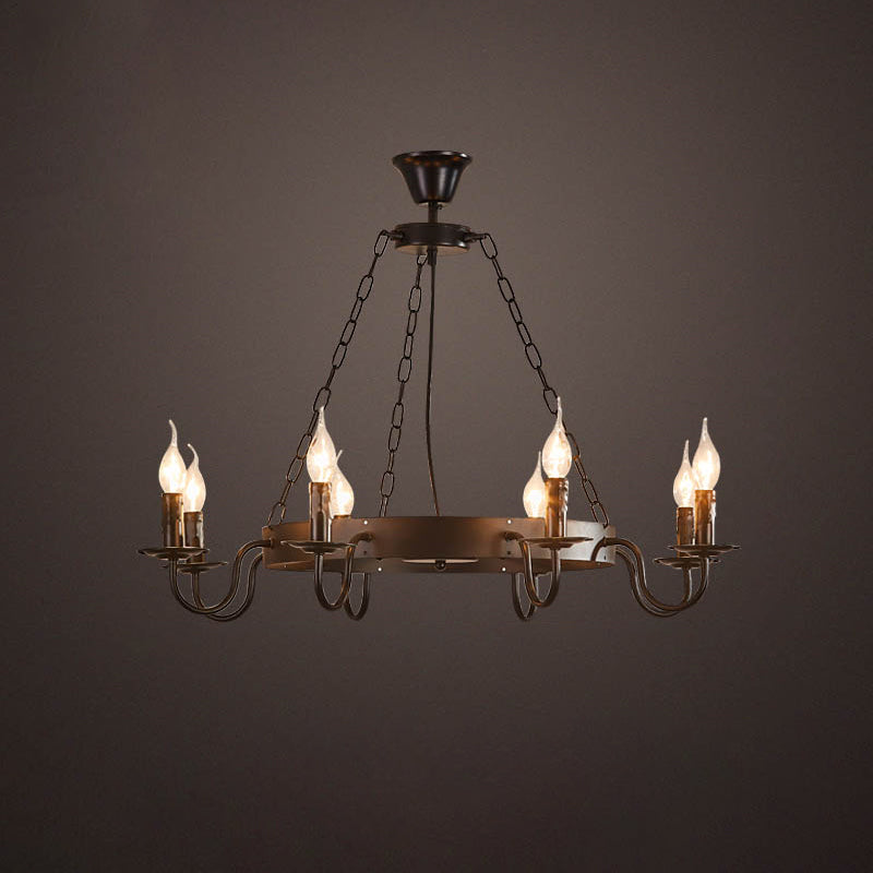 Lámpara de araña de velas lámpara de lámpara de metal industrial iluminación para restaurante