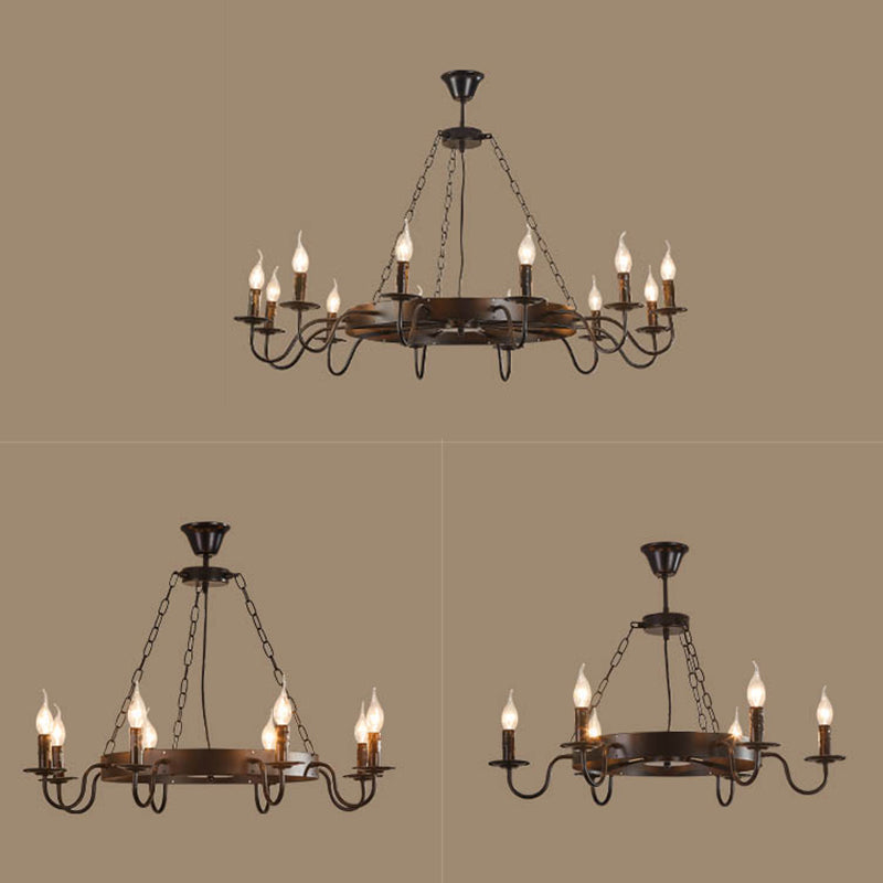 Lámpara de araña de velas lámpara de lámpara de metal industrial iluminación para restaurante