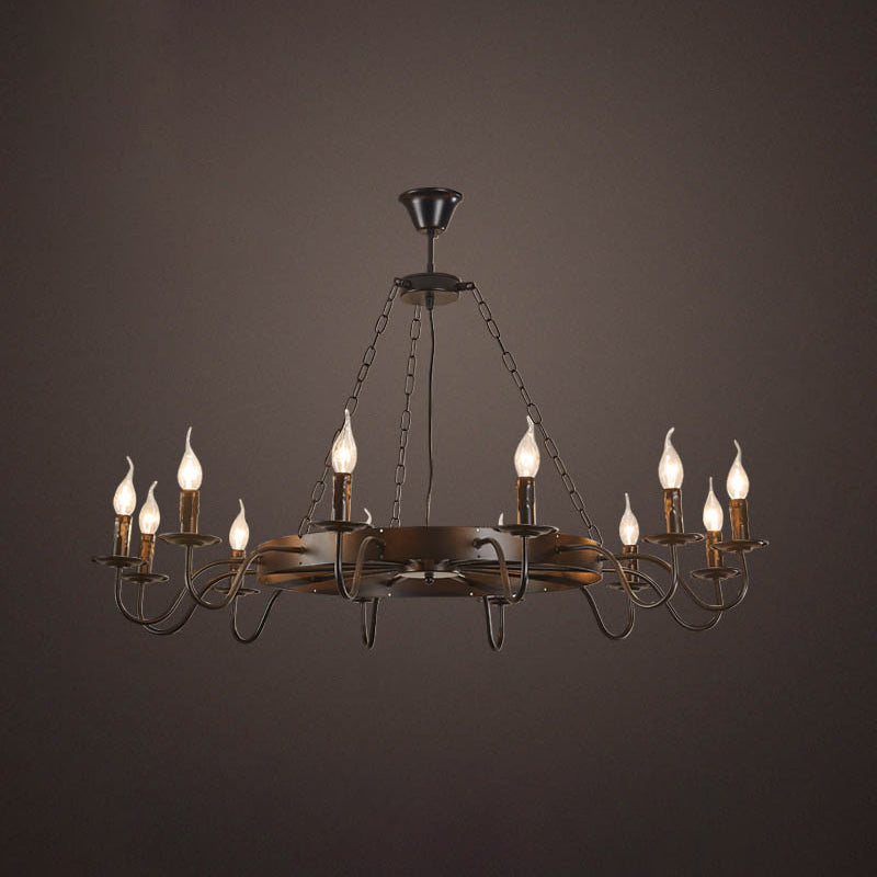 Lámpara de araña de velas lámpara de lámpara de metal industrial iluminación para restaurante