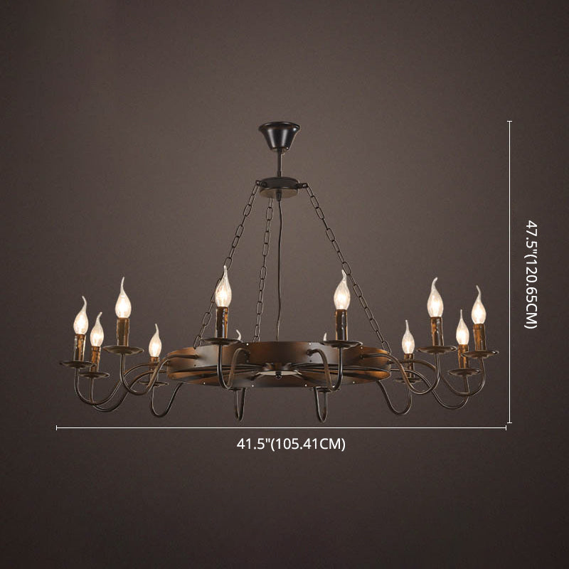 Lámpara de araña de velas lámpara de lámpara de metal industrial iluminación para restaurante