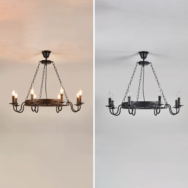 Lámpara de araña de velas lámpara de lámpara de metal industrial iluminación para restaurante