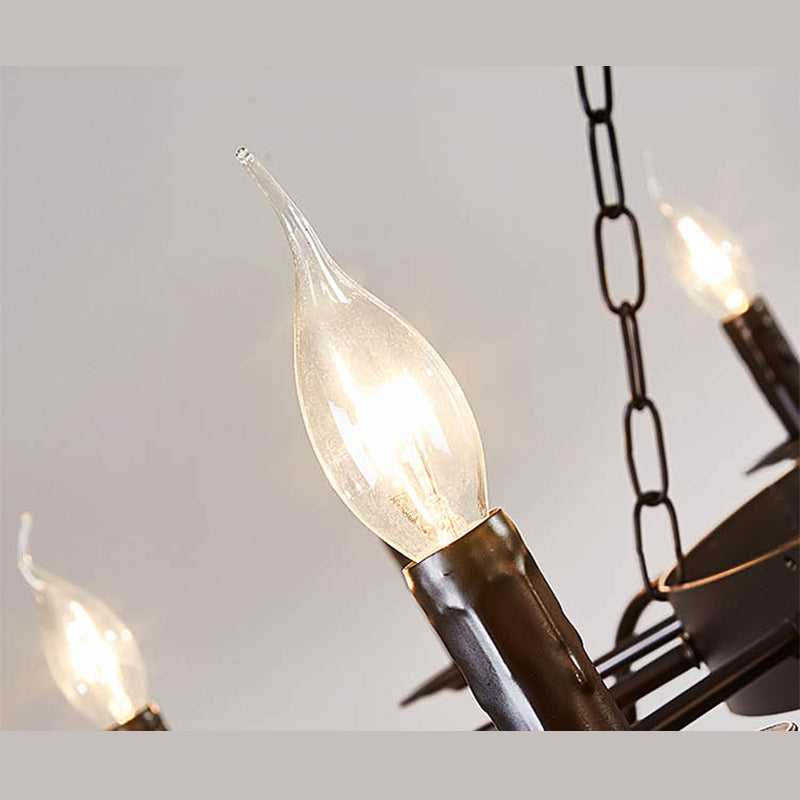 Lámpara de araña de velas lámpara de lámpara de metal industrial iluminación para restaurante