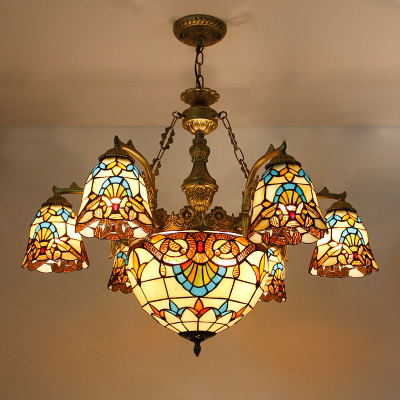 Sputnik Pendante en fer forgé dans Tiffany Creative Style Glass Sanging Lamping for Dining Room