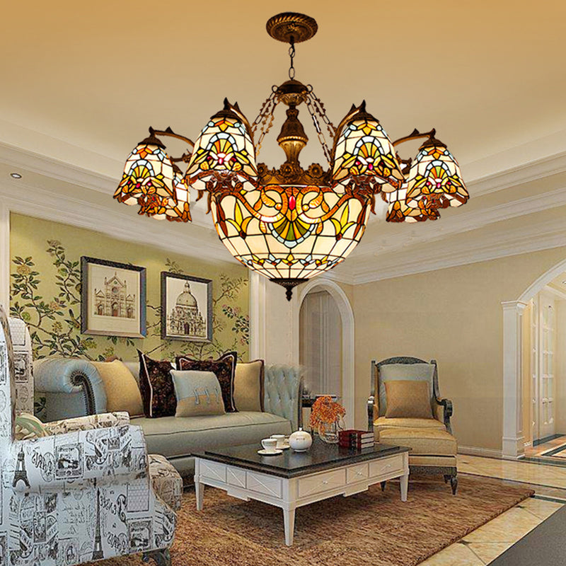 Sputnik Pendante en fer forgé dans Tiffany Creative Style Glass Sanging Lamping for Dining Room