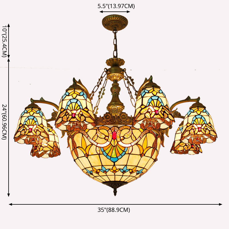 Sputnik Pendante en fer forgé dans Tiffany Creative Style Glass Sanging Lamping for Dining Room
