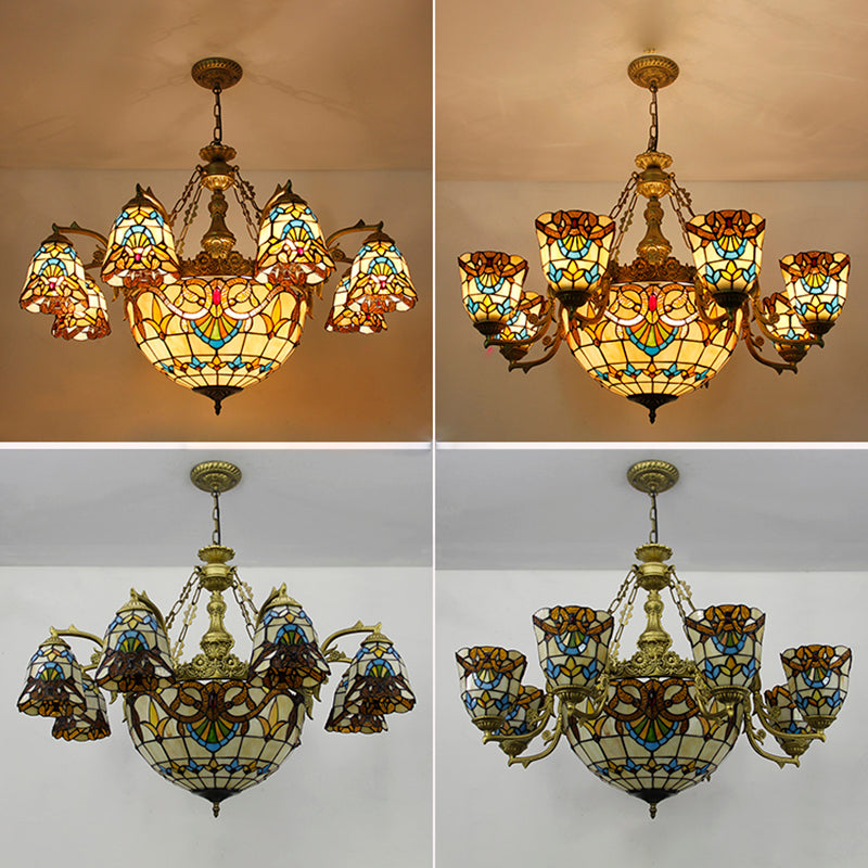 Sputnik Pendante en fer forgé dans Tiffany Creative Style Glass Sanging Lamping for Dining Room