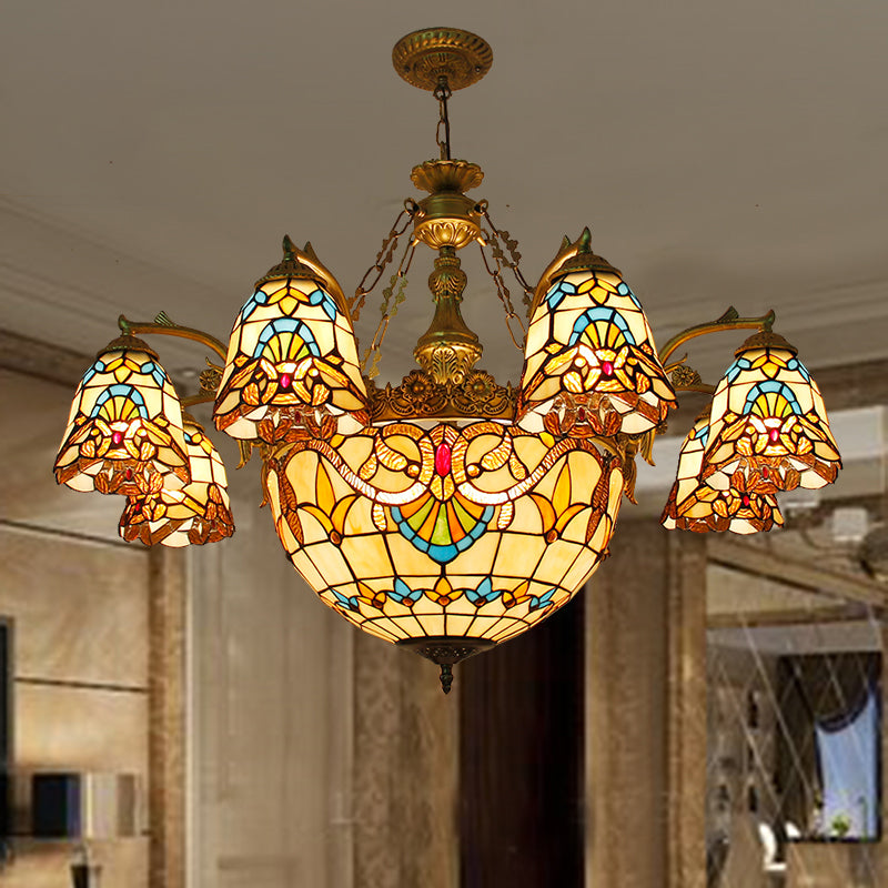 Sputnik Pendante en fer forgé dans Tiffany Creative Style Glass Sanging Lamping for Dining Room