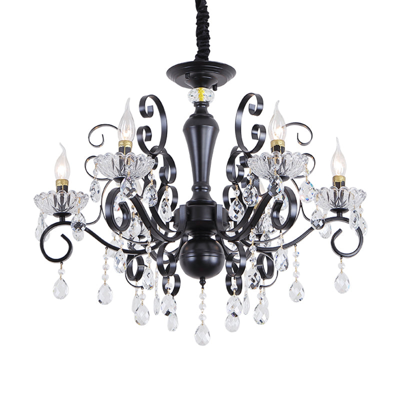 Crystal 6 Lights Hanging Ceiling Lights Raindrop European Suspended Lighting Fixture for Living Room