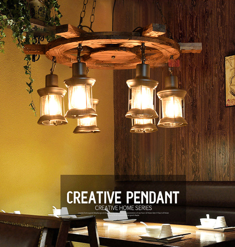 Accesorios de iluminación de lámpara de madera de timón lámpara de lámpara colgante