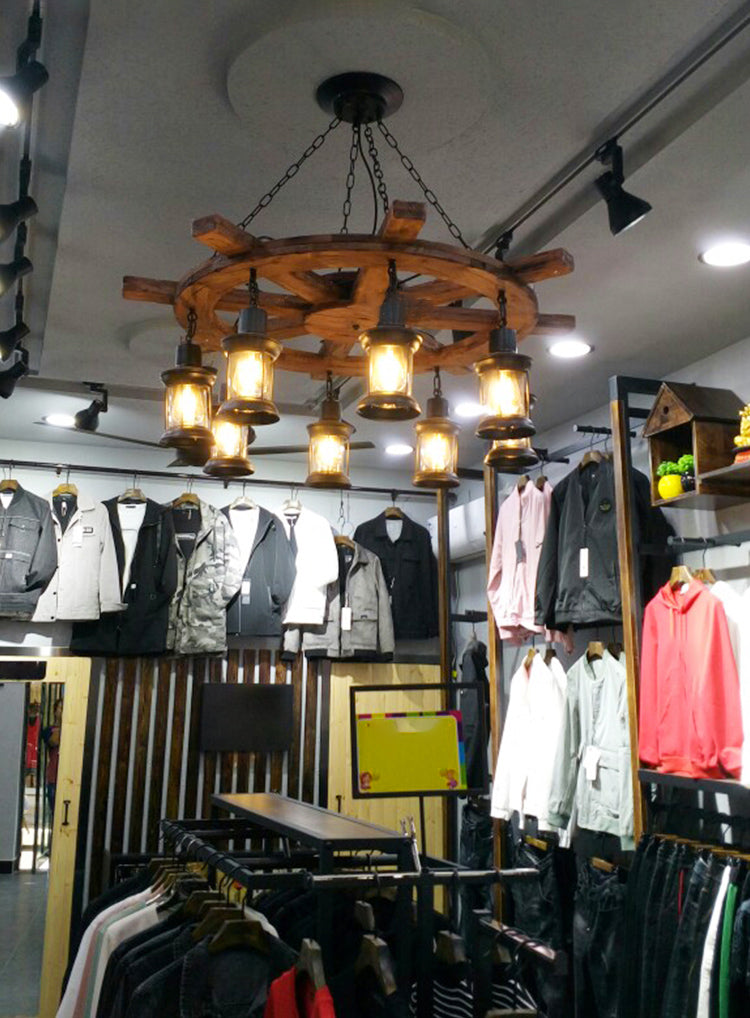 Accesorios de iluminación de lámpara de madera de timón lámpara de lámpara colgante