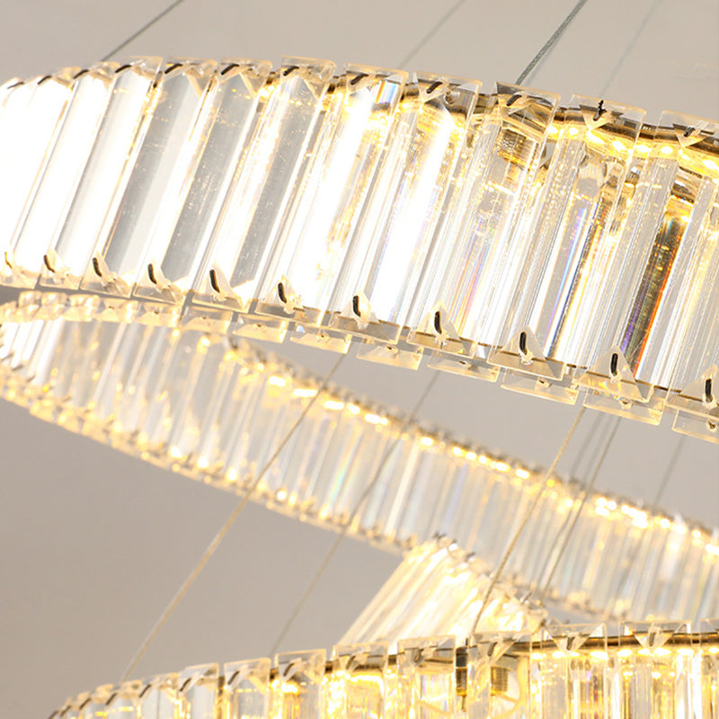 Lampada il lampadario di cristallo a LED a LED a LED a LED di cerchi di cerchi cromati per soggiorno