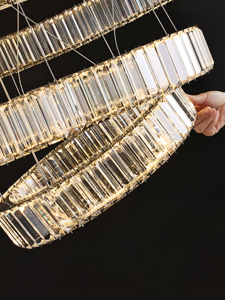 Lampada il lampadario di cristallo a LED a LED a LED a LED di cerchi di cerchi cromati per soggiorno