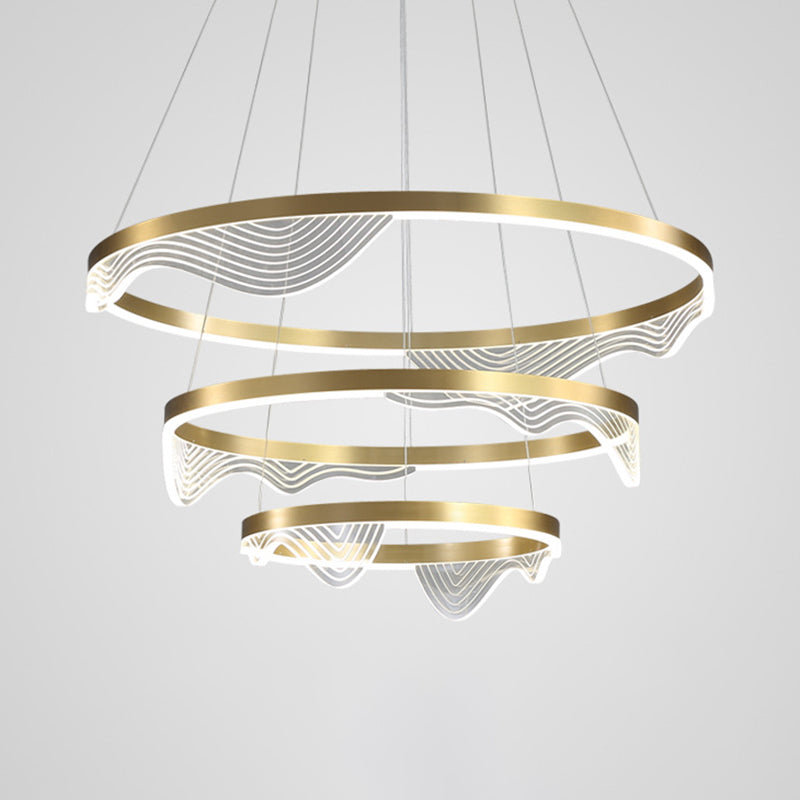 Ring Bedroom Chandelier Pendant Light Metal LED Simple Style Pendant Lighting Fixture in Gold