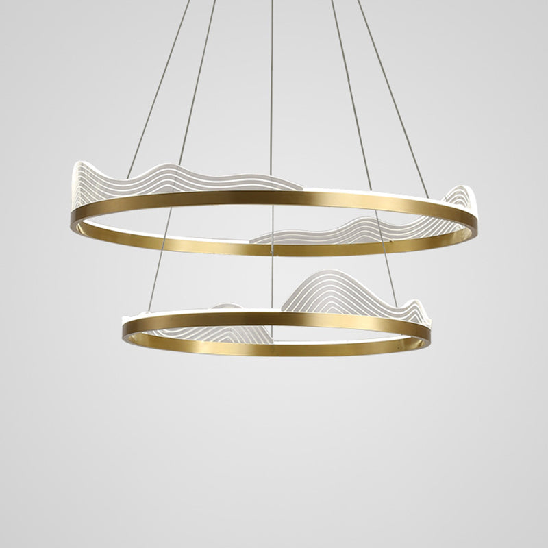 Ring Bedroom Chandelier Pendant Light Metal LED Simple Style Pendant Lighting Fixture in Gold