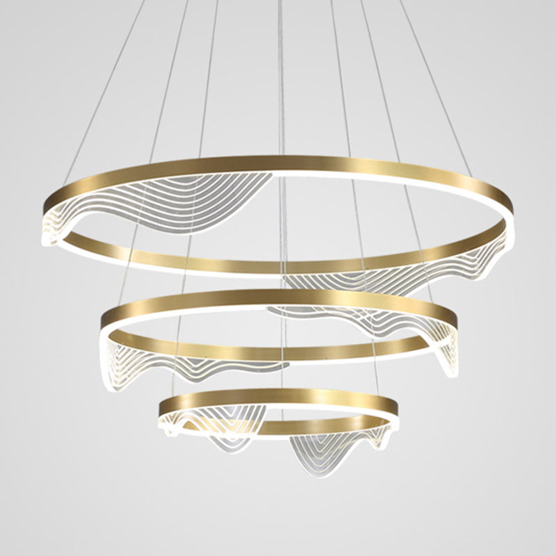 Ring Bedroom Chandelier Pendant Light Metal LED Simple Style Pendant Lighting Fixture in Gold
