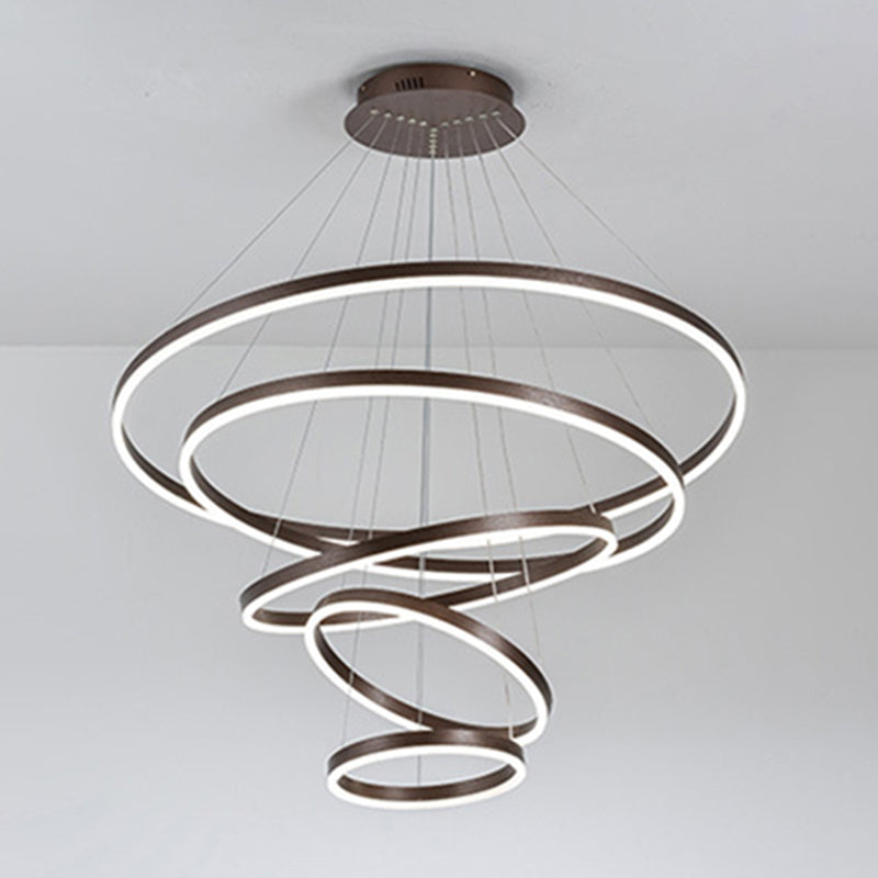 Living Room LED Chandelier Pendant Light Simplicity Chandelier Light Fixture with Circles Metal Shade