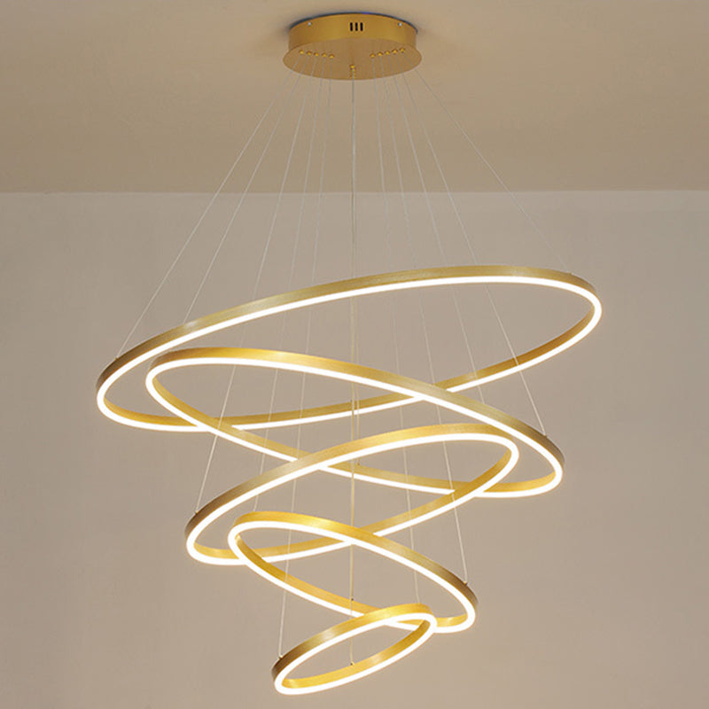 Living Room LED Chandelier Pendant Light Simplicity Chandelier Light Fixture with Circles Metal Shade