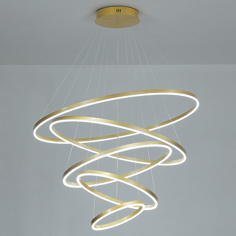 Living Room LED Chandelier Pendant Light Simplicity Chandelier Light Fixture with Circles Metal Shade