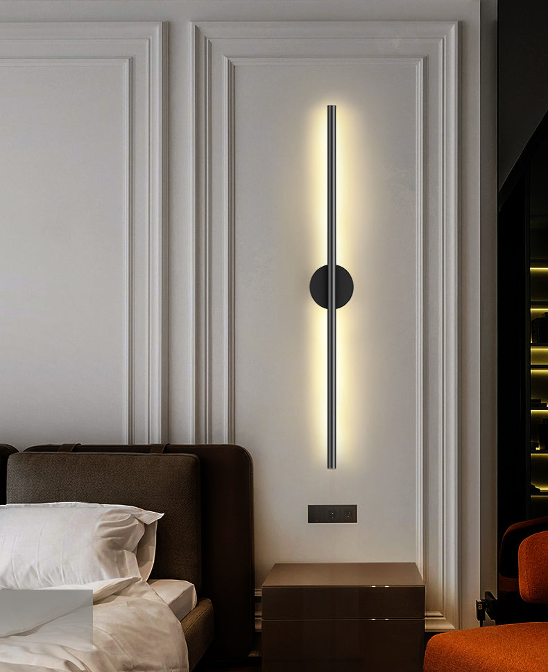 Metal Linear Wall Mounted Light Fixture Modern Minimalist Style Wall Light Sconces for Living Room