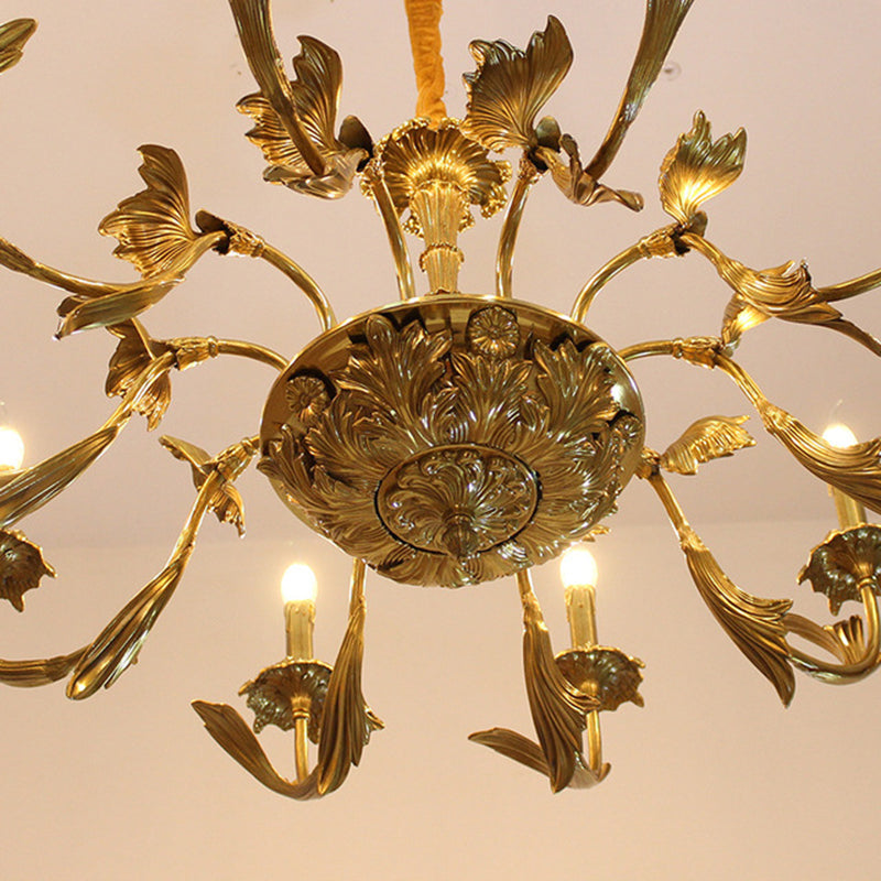 Swooping Arm Metal Chandelier Light Fixtures Antique Living Room Suspended Lighting Fixture