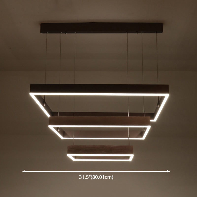 Coffee Multi-Tier Ceiling Hung Fixture Minimalist Style LED Metal Chandelier Pendant Light